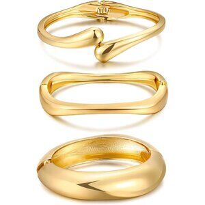 Gold Bangle Bracelets Dainty Stackable Chunky Jewelry for Women